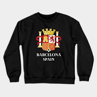Barcelona Spain. White text. Gift Ideas For The Spanish Travel Enthusiast. Crewneck Sweatshirt
